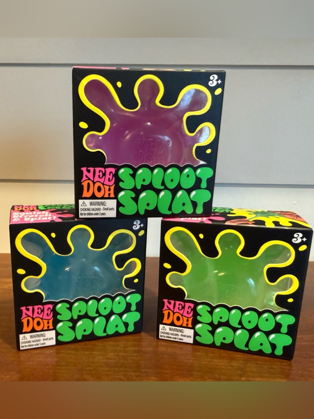 Bundle Nee Doh Sploot Splat Plush Squishy Toy Trio - Purple, Blue, Green